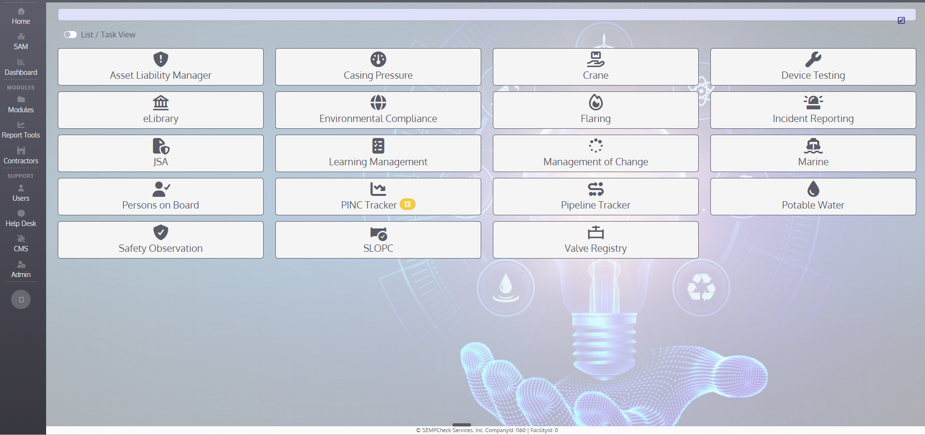 SEMPCheck dashboard